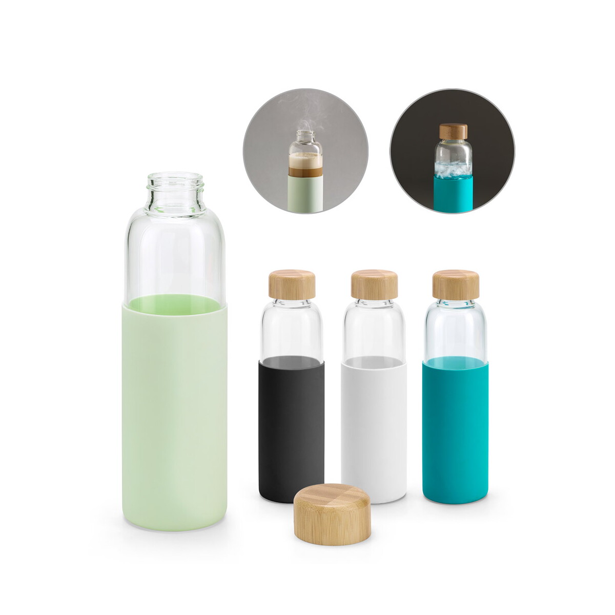DAKAR. Bamboo and borosilicate glass bottle 600 mL 94699_set