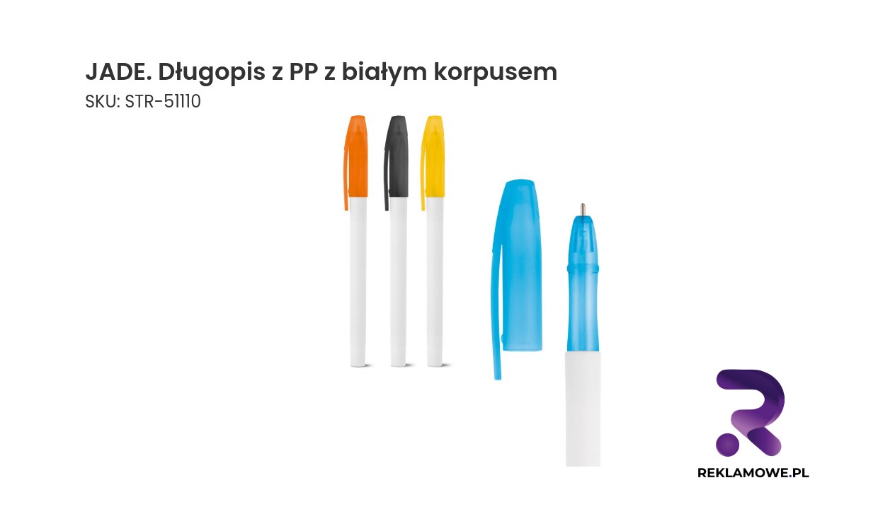 JADE długopis z PP z białym korpusem – zdjęcie produktu