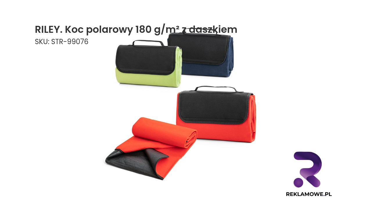 RILEY – koc polarowy 180 g/m² z daszkiem